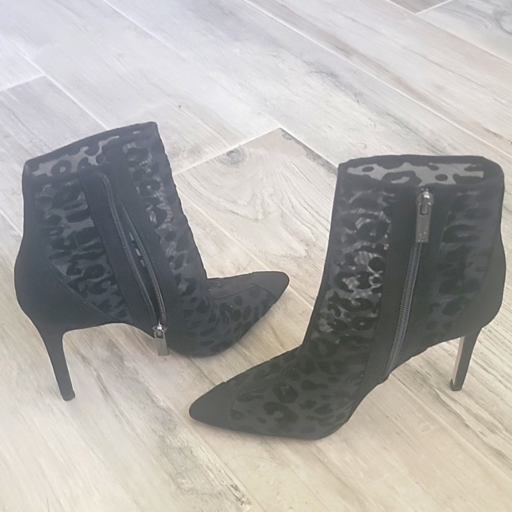 Leopard fabric booties